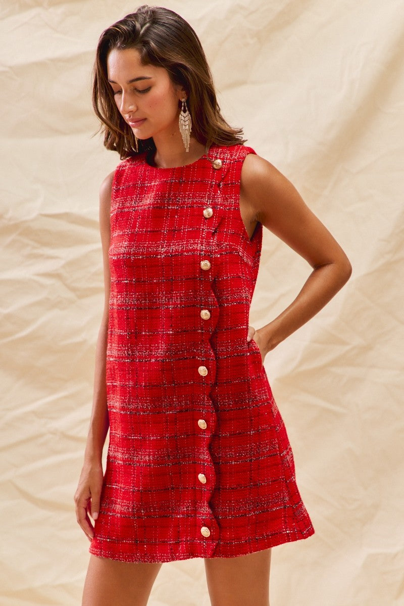 Scallop Tweed Mini Dress