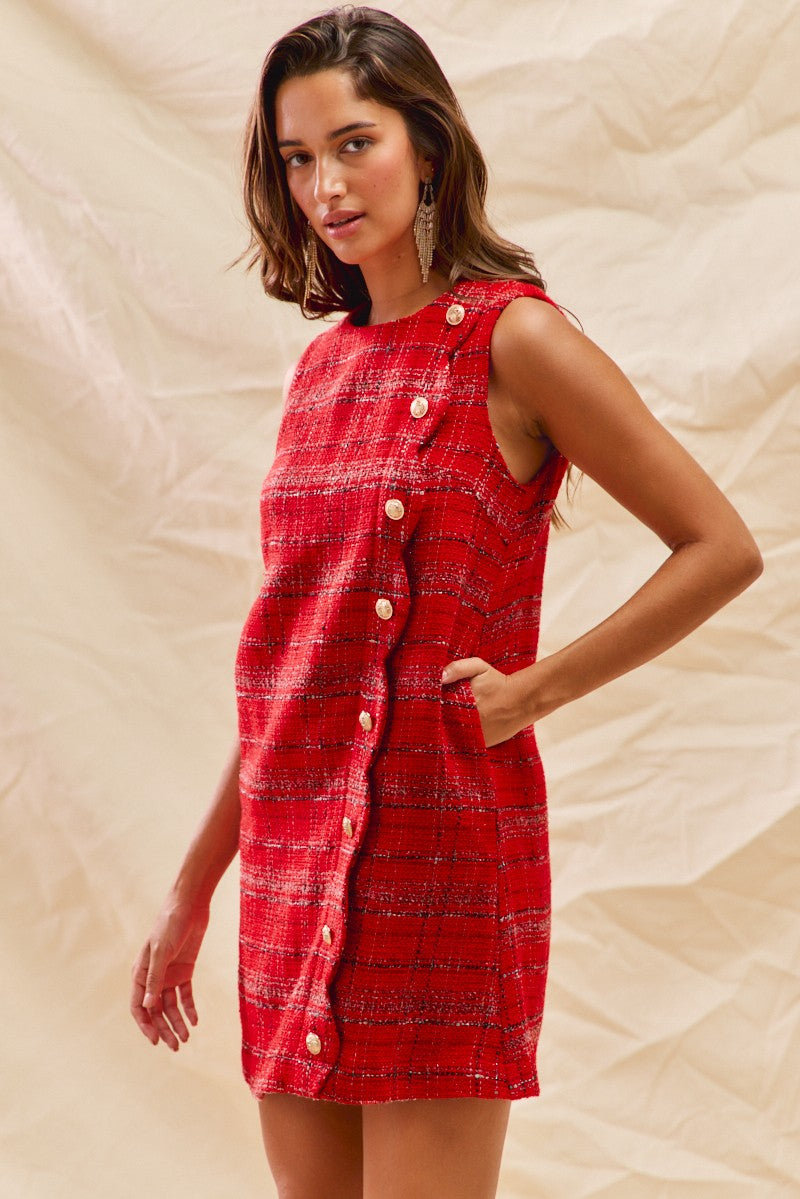 Scallop Tweed Mini Dress