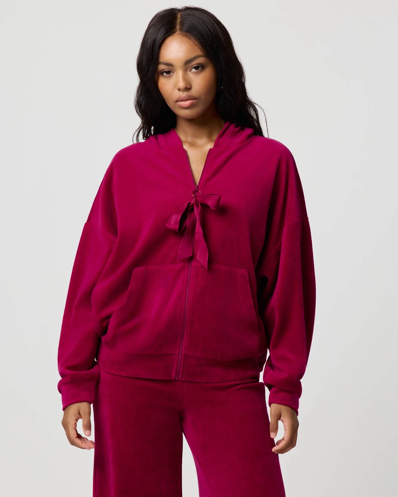 Velour Bow Hoodie