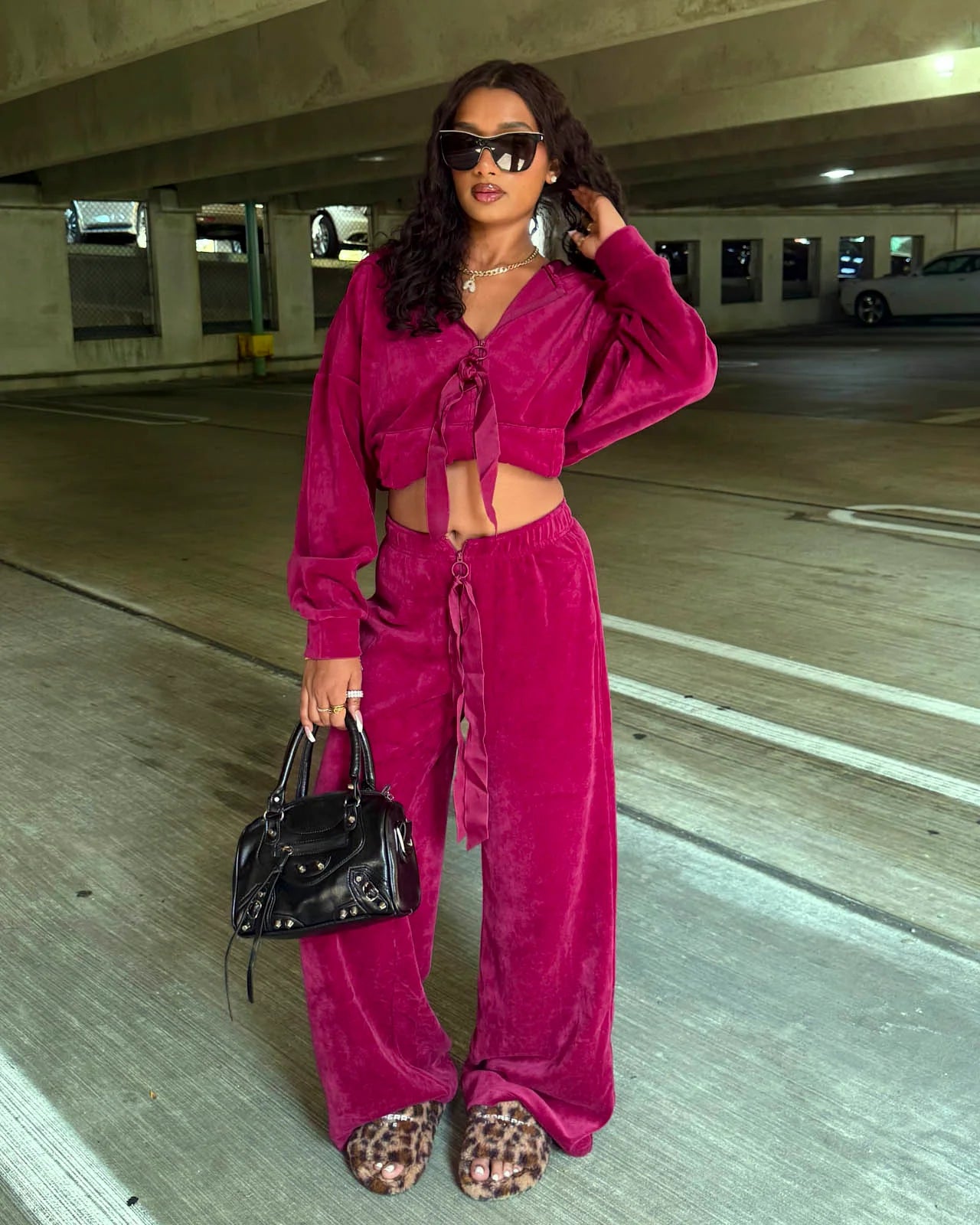 Velour Wide Leg Pant