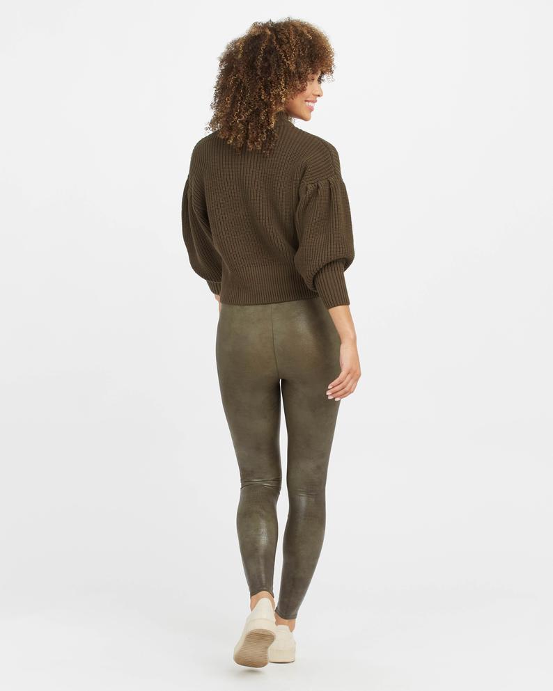 Spanx Faux Leather Croc Shine - Darkened Olive