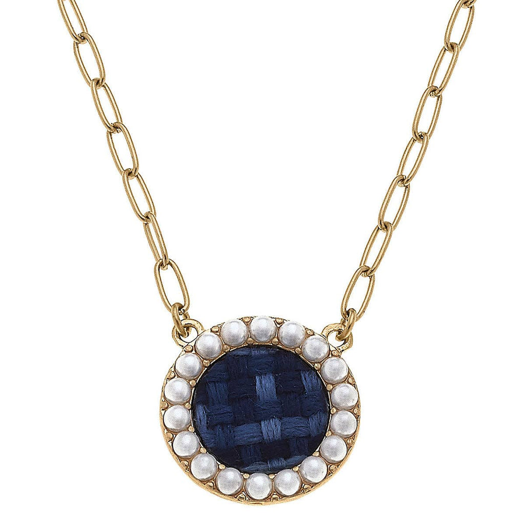 Canvas Style - Serena Delicate Tweed Necklace in Navy