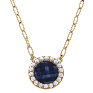 Canvas Style - Serena Delicate Tweed Necklace in Navy