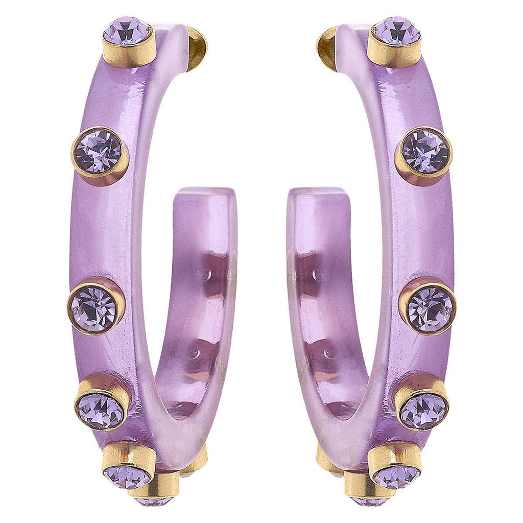 Canvas Style - Renee Resin and Rhinestone Hoop Earrings: Lavender