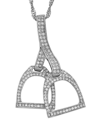 Rhodium Horse Double Stirrup Necklace