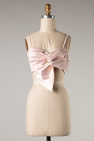Big Bow Satin Crop Top