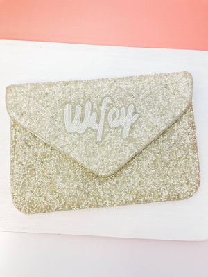 'Wifey' Beaded Crossbody/Clutch - Silver