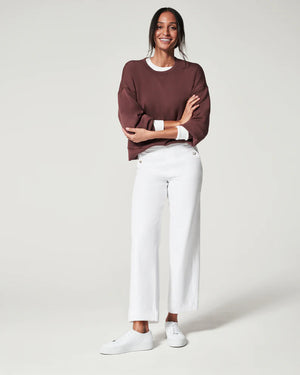 Spanx Stretch Twill Cropped Wide Leg - White