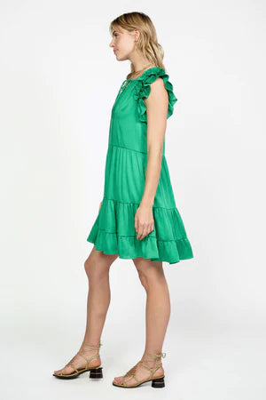 Emerald Flutter Sleeve Dress