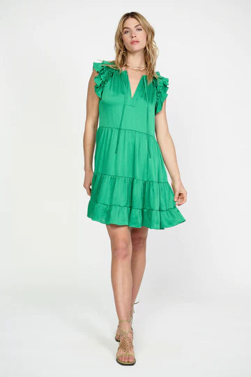 Emerald Flutter Sleeve Dress