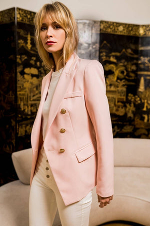 Light Pink Blazer with Gold Buttons