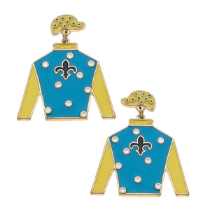 Jockey Earrings in Blue & Yellow