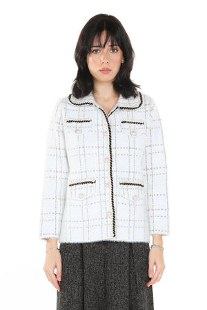 Contrast Lining Plaid Tweed Jacket