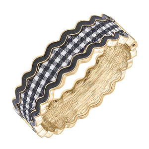 Annalise Gingham Statement Bangle Bracelet in Navy