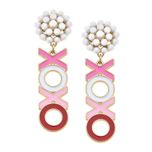 Canvas Style - XOXO Enamel Earrings in Pink & Red