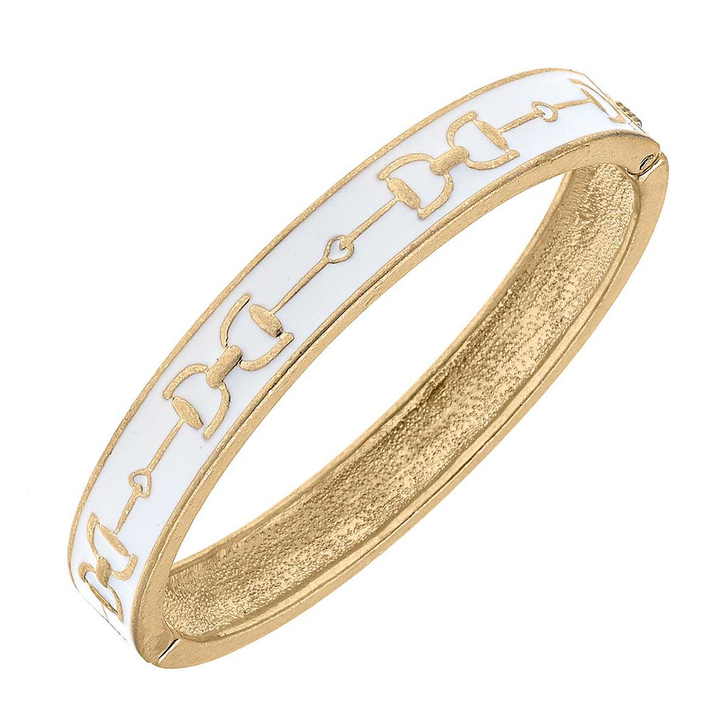 Giselle Enamel Horsebit Hinge Bangle Bracelet