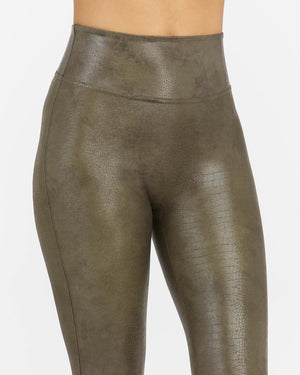 Spanx Faux Leather Croc Shine - Darkened Olive