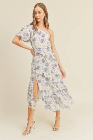 One Shoulder Floral Dress