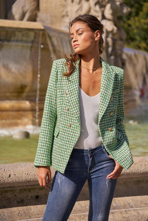 Green tweed blazer