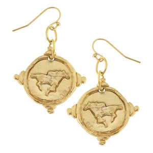 Susan Shaw - Gold Intaglio Race Horse Earrings