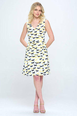 Yellow and Black Horse Print Dress