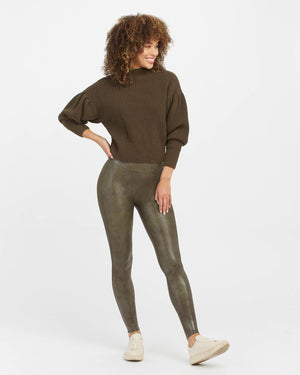 Spanx Faux Leather Croc Shine - Darkened Olive