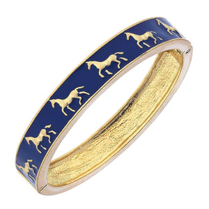 Equestrian Hinge Bangle in Blue