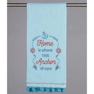 Peking Handicraft - Home is Where the Anchor Drops Pom-Pom Kitchen Towel