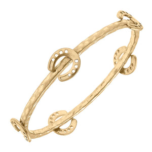 CANVAS Style - Claudia Horseshoe Bangle in Worn Gold