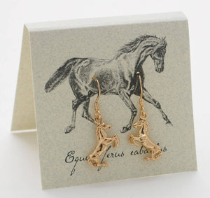 Horse Dangle  Earrings - gold Natural History