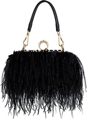 Black Ostrich Bag
