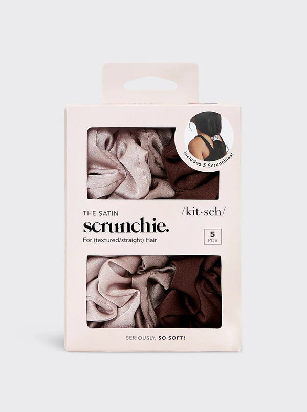 KITSCH - Satin Sleep Scrunchies 5pc- Cameo