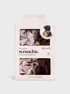 KITSCH - Satin Sleep Scrunchies 5pc- Cameo