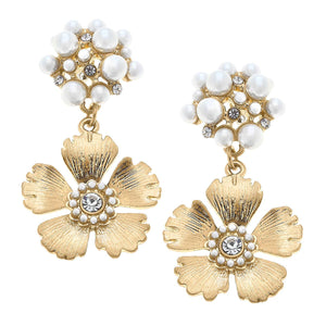 Tiana Flower and Pearl Cluster Earrings