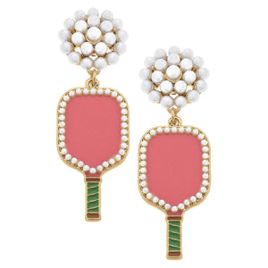 CANVAS Style - Ellie Pickleball Pearl Cluster Drop Earrings in Pink