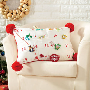Advent Calendar Embroidered Pillow