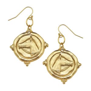Susan Shaw - Gold Horse Head Earrings