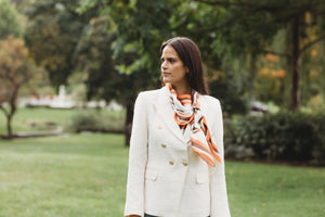 Carson Kressley x Janet Crawford Equestrian Silk Scarf - Orange
