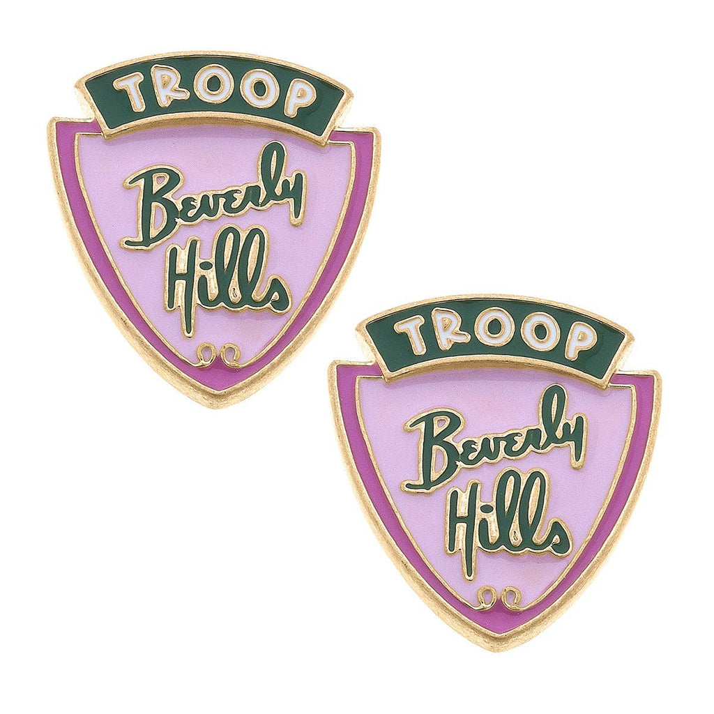 CANVAS Style - CANVAS Style x @thelovelyflamingo Enamel Troop Beverly Hills Stud Earrings in Pink & Green