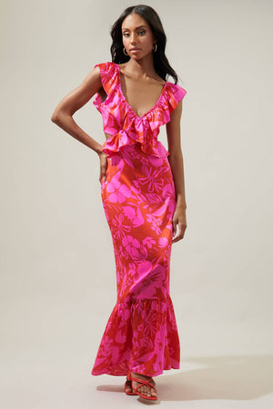 Sugarlips - Zadie Floral Saldana Cut Out Mermaid Maxi Dress
