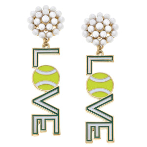 Love Pearl Cluster Enamel Tennis Earrings