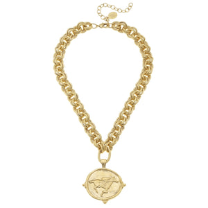 Gold Race Horse Medallion Necklace - Susan Shaw