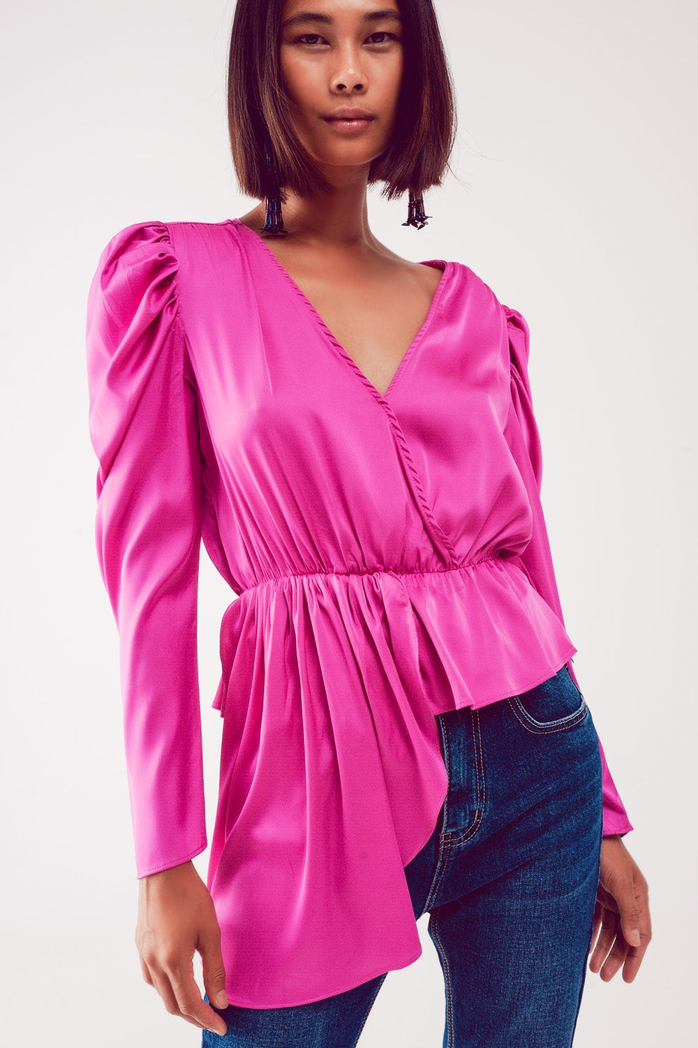 Asymmetrical Puff Sleeve Blouse – Miss Scarlett Boutique