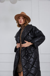 black long quilted coat