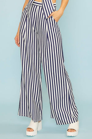 Main Strip - Side zipper Stripe Wide Pants