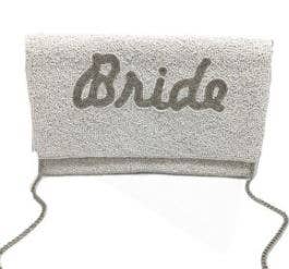 Silver 'Bride' Beaded Crossbody/Clutch