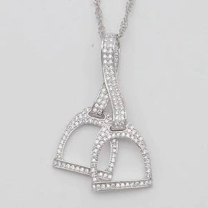 Necklace, Double Stirrup, Rhodium