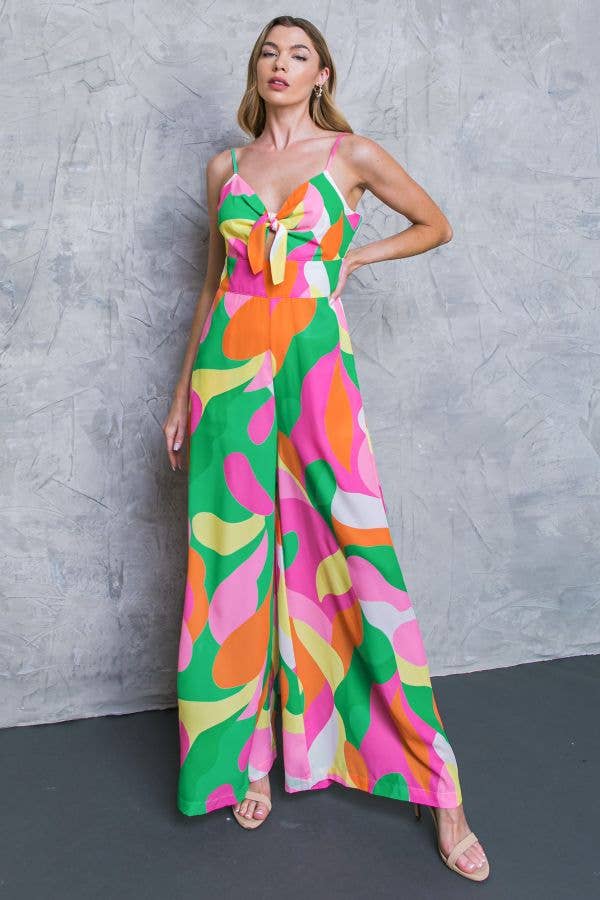 Tie Front Multi Jumpsuit