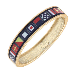 CANVAS Style - Wendy Nautical Flag Hinge Bangle in Worn Gold