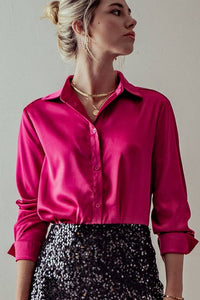 Miss Magenta Button Down